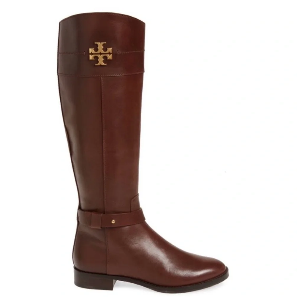 Tory Burch Everly Knee High Riding Leather Boots Brown Size 9